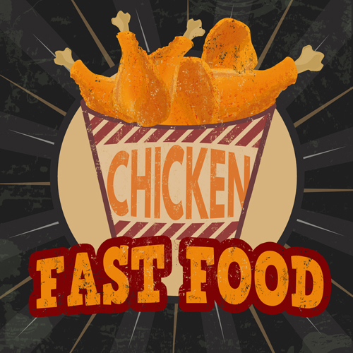 Fried chicken poster vector material 04 Fried chicken poster vector material 04