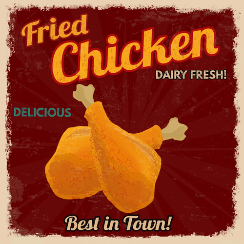 Fried chicken poster vector material 05 Fried chicken poster vector material 05