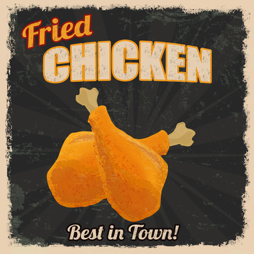 Fried chicken poster vector material 06 Fried chicken poster vector material 06