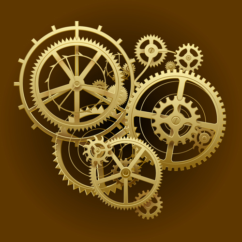 Golden gear wheels combination vector Golden gear wheels combination vector