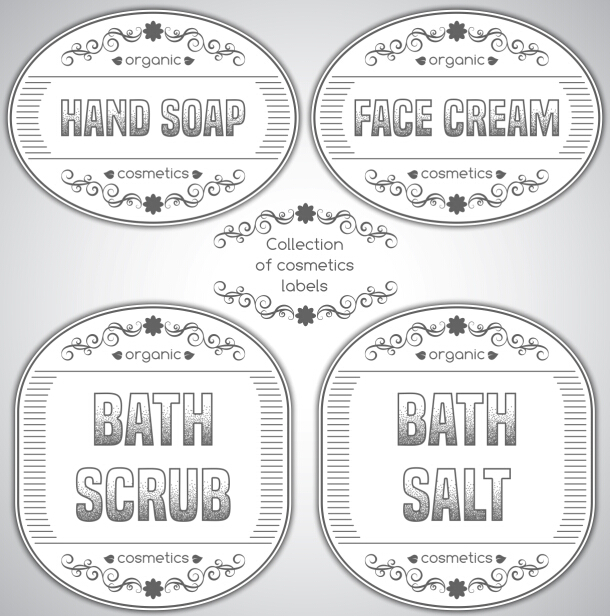 Gray cosmetics labels vectors 01 Gray cosmetics labels vectors 01