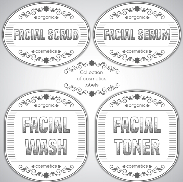 Gray cosmetics labels vectors 02 Gray cosmetics labels vectors 02
