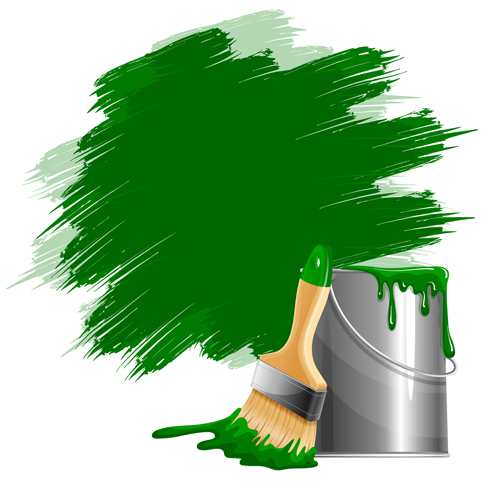 Paints green bucket 