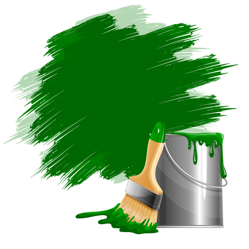 Green paints with paint bucket vector Green paints with paint bucket vector