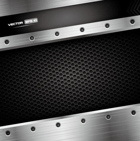 Metal honeycomb with chrome background vector 03 Metal honeycomb with chrome background vector 03