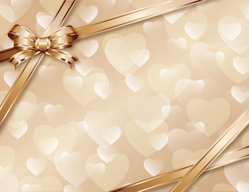 Ribbon bow with heart background vector Ribbon bow with heart background vector