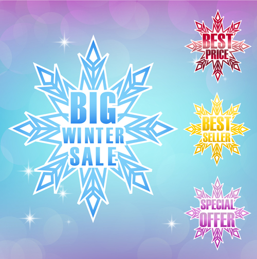 Snowflake with winter sale vector material 02 Snowflake with winter sale vector material 02
