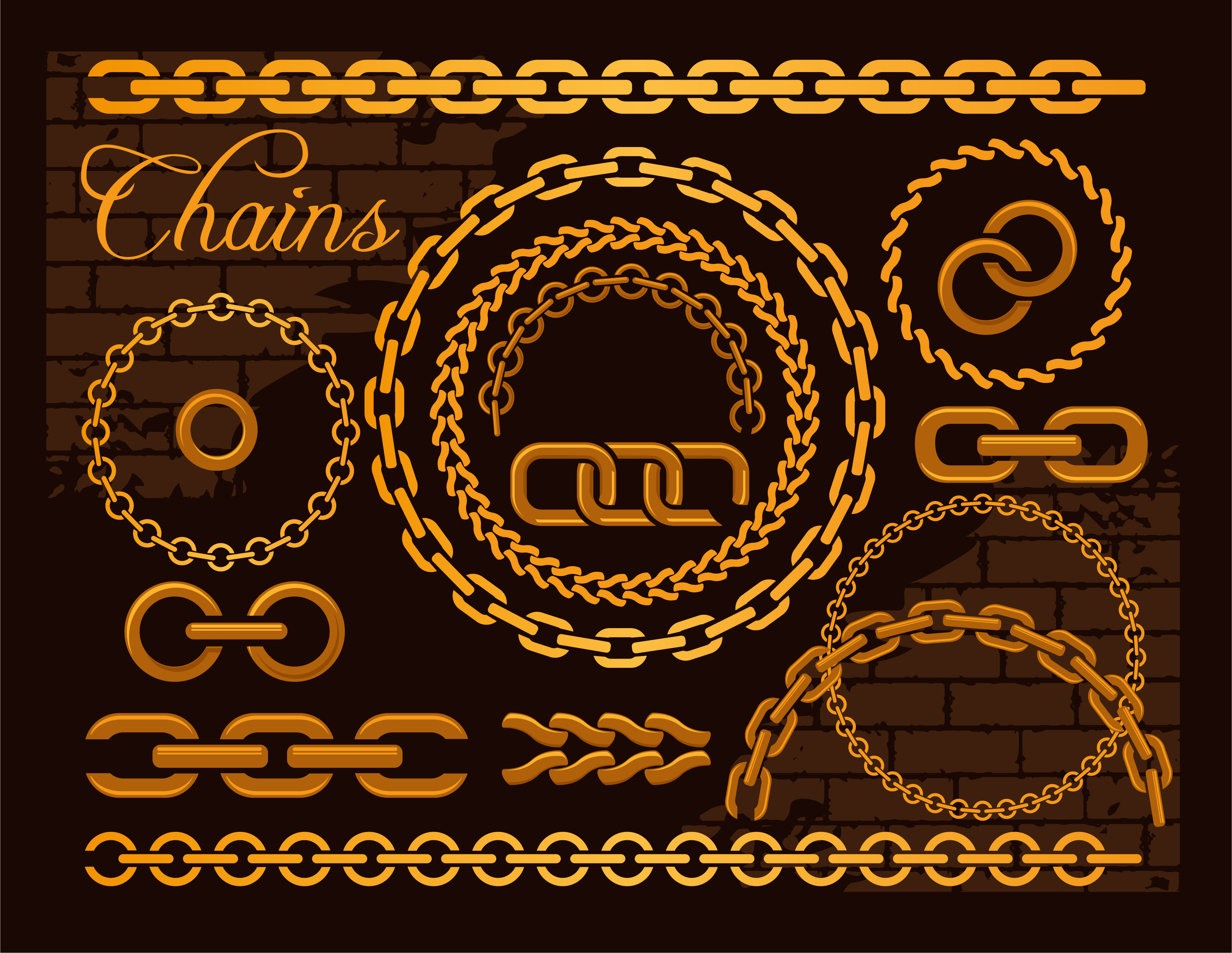 Vector golden chains illustration 01 Vector golden chains illustration 01
