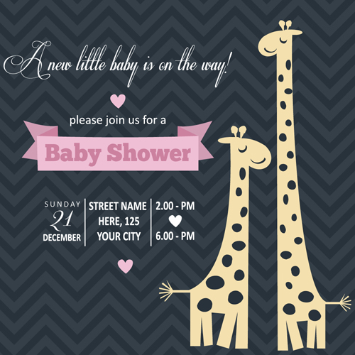 Vintage baby shower Invitation cards vector 01 Vintage baby shower Invitation cards vector 01