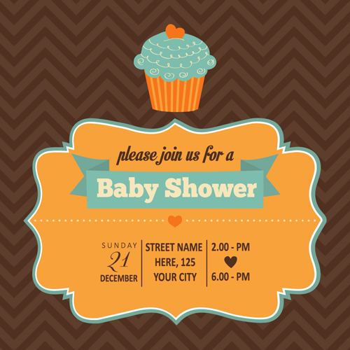 Vintage baby shower Invitation cards vector 09 Vintage baby shower Invitation cards vector 09