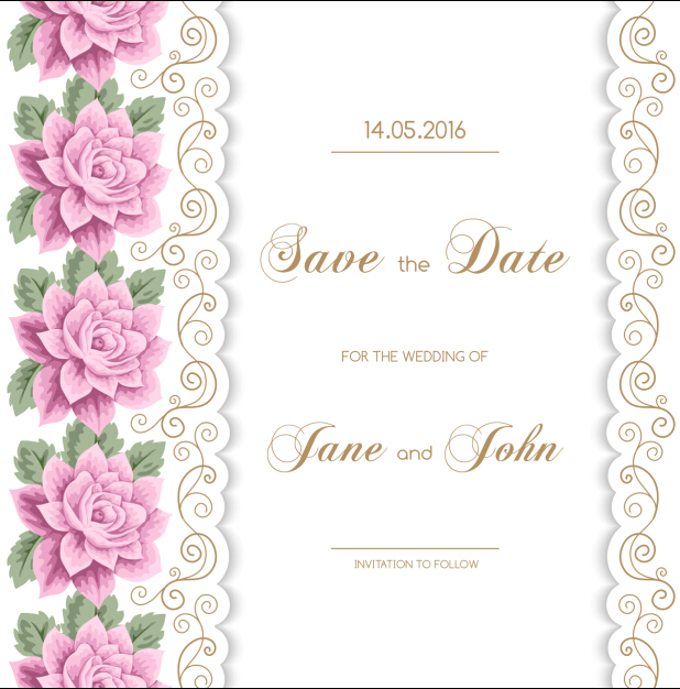 wedding invitation flower card 
