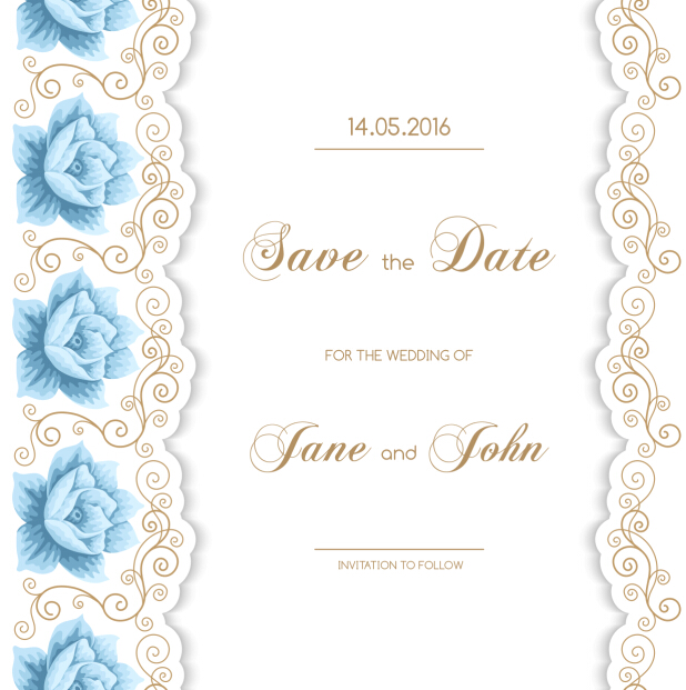 Wedding invitation card with flower vintage vector 02 Wedding invitation card with flower vintage vector 02