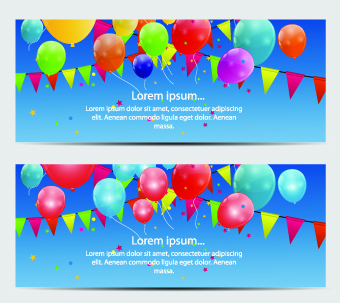 Colorful balloons holiday banner vector set 07 Colorful balloons holiday banner vector set 07