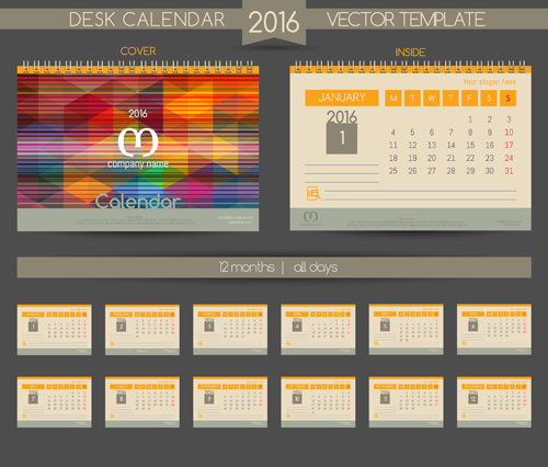2016 New year desk calendar vector material 101 2016 New year desk calendar vector material 101