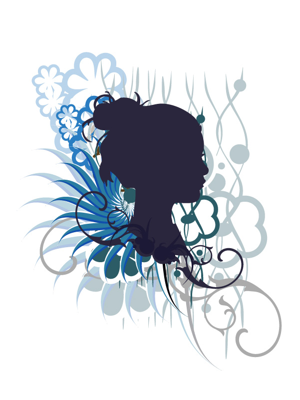 Gilr head and pattern 06 Vector Gilr head and pattern 06 Vector
