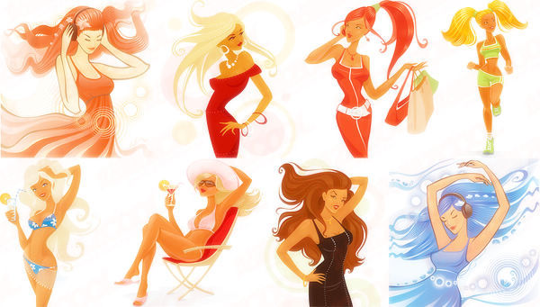 Elements of trend of fashion women Vector