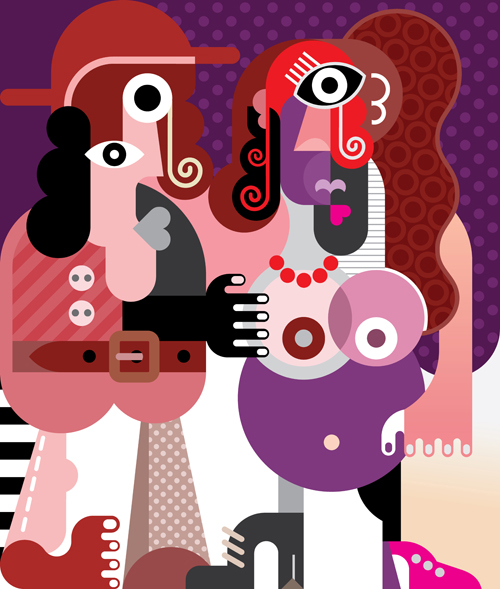 Abstract women portrait vector material 06