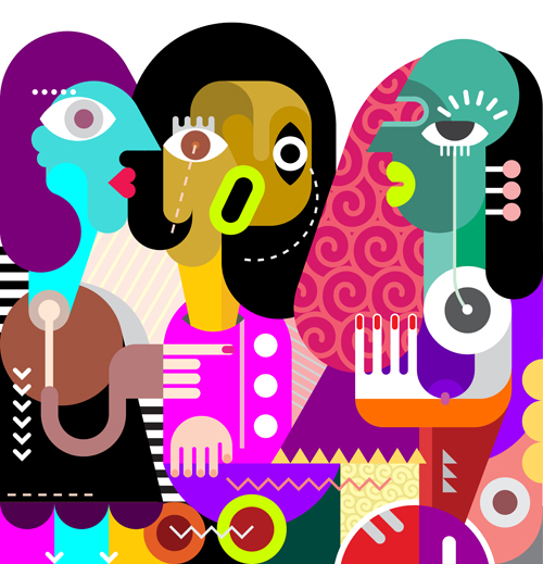 Abstract women portrait vector material 07