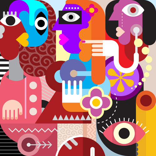 Abstract women portrait vector material 09