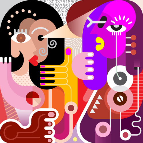 Abstract women portrait vector material 12