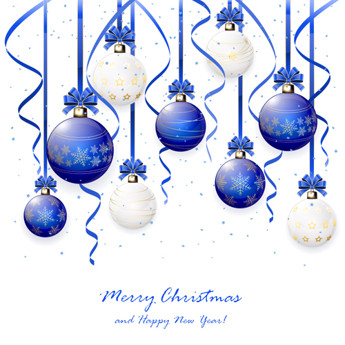 Blue and white Christmas balls beautiful vector 01 Blue and white Christmas balls beautiful vector 01