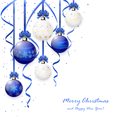 Blue and white Christmas balls beautiful vector 02 Blue and white Christmas balls beautiful vector 02