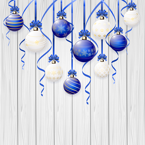Blue and white Christmas balls beautiful vector 03 Blue and white Christmas balls beautiful vector 03