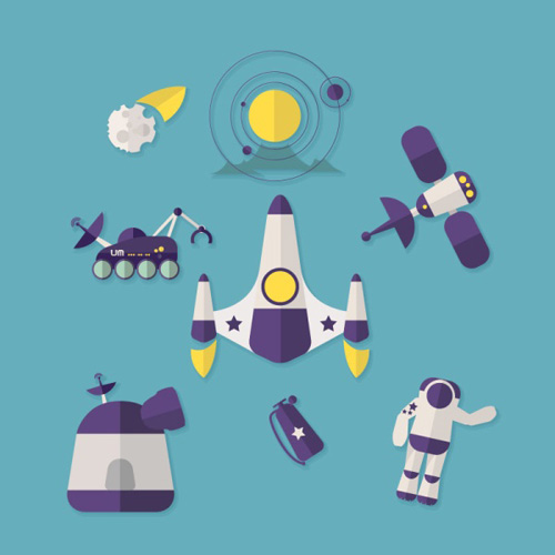 Cartoon spaceship vector material Cartoon spaceship vector material