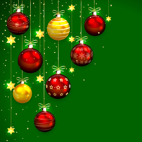 Christmas balls with green background vector Christmas balls with green background vector