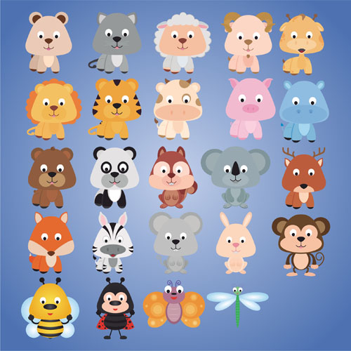 Cute cartoon animal set vector 01 Cute cartoon animal set vector 01