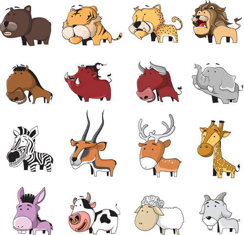 Cute cartoon animal set vector 03 Cute cartoon animal set vector 03