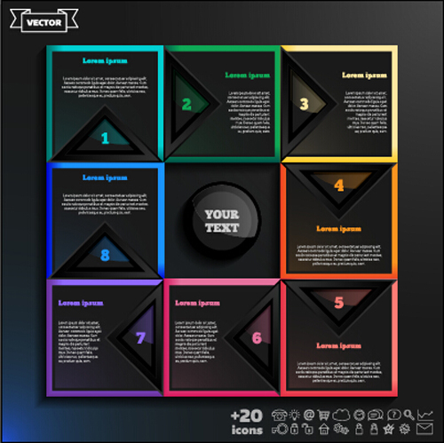 Dark infographic with diagram business template vector 04 Dark infographic with diagram business template vector 04