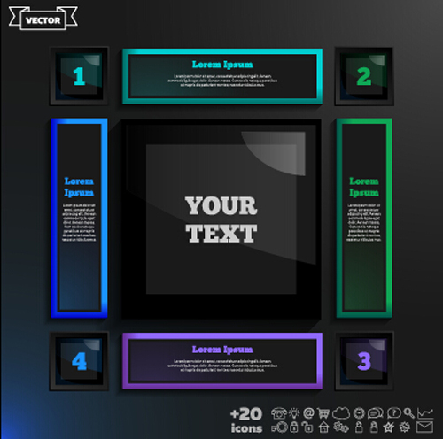 Dark infographic with diagram business template vector 05 Dark infographic with diagram business template vector 05