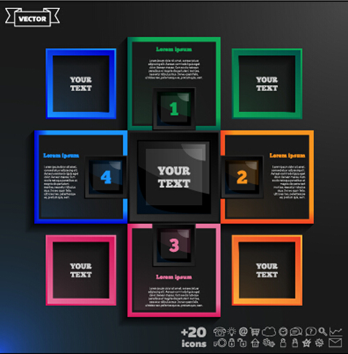Dark infographic with diagram business template vector 06 Dark infographic with diagram business template vector 06