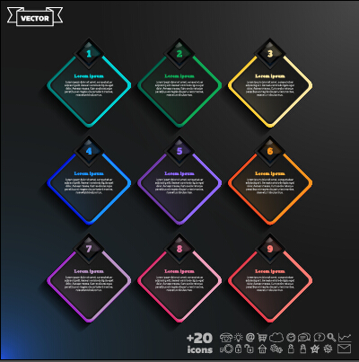 Dark infographic with diagram business template vector 07 Dark infographic with diagram business template vector 07