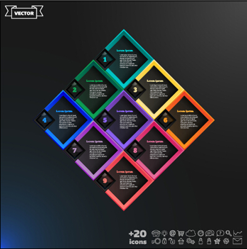 Dark infographic with diagram business template vector 08 Dark infographic with diagram business template vector 08