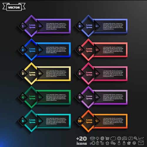 Dark infographic with diagram business template vector 09 Dark infographic with diagram business template vector 09