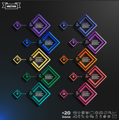 Dark infographic with diagram business template vector 10