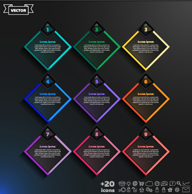 Dark infographic with diagram business template vector 11 Dark infographic with diagram business template vector 11