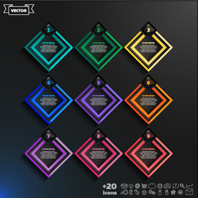 Dark infographic with diagram business template vector 15
