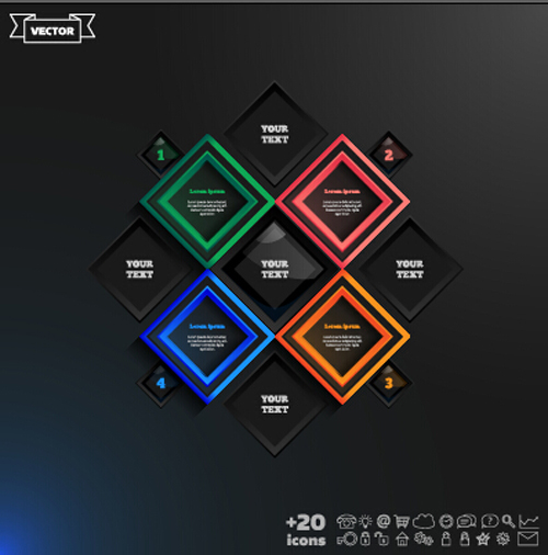 Dark infographic with diagram business template vector 16 Dark infographic with diagram business template vector 16