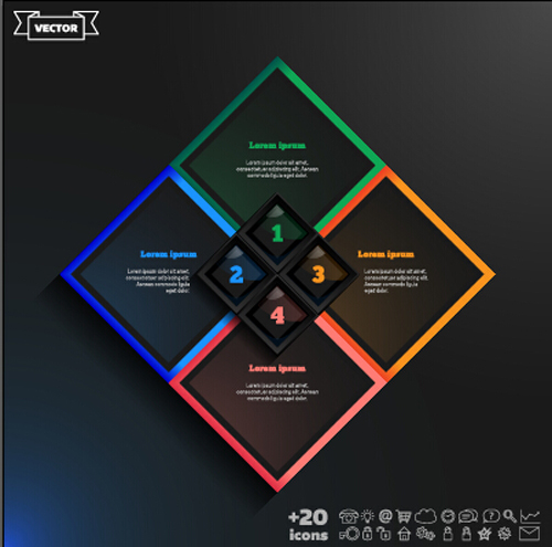 Dark infographic with diagram business template vector 19