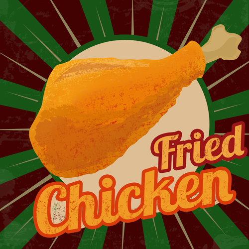 Fried chicken poster vector material 10
