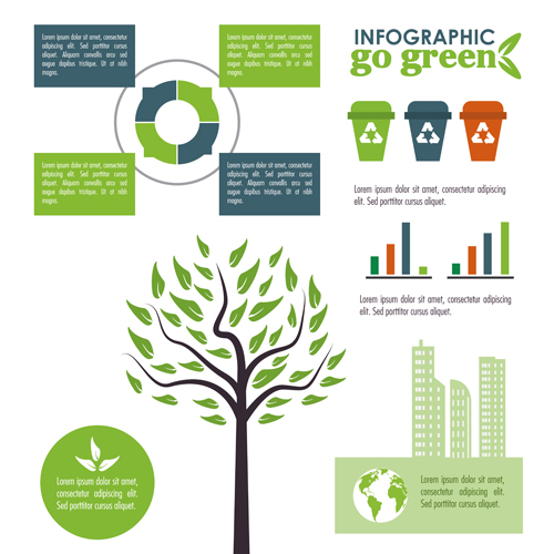 Go green Infographic vectors design 02 Go green Infographic vectors design 02