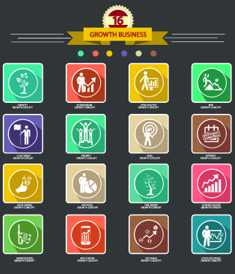 Growth business shadow icons vector 02