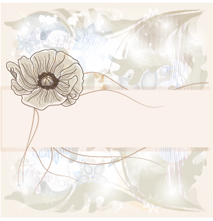 Hand drawn flower retor vector material 01