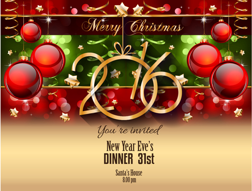 Red christmas ball with 2016 new year vector 02 Red christmas ball with 2016 new year vector 02