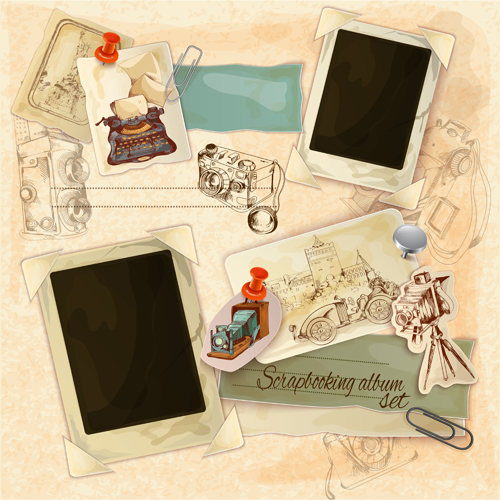Retro photo frame with vintage background Retro photo frame with vintage background