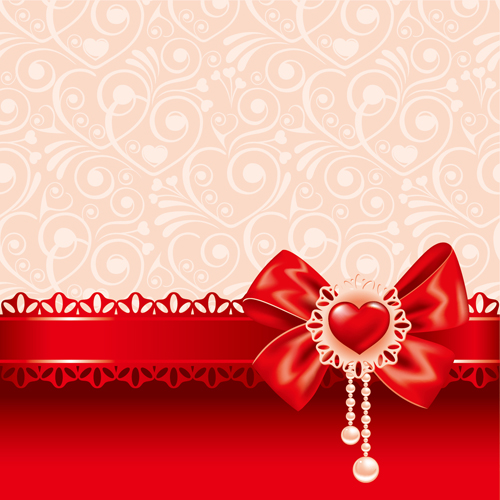 Valentines day red bow with lace vector