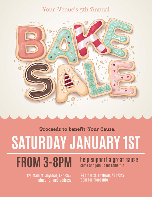 Vector bake sale poster design 01 Vector bake sale poster design 01